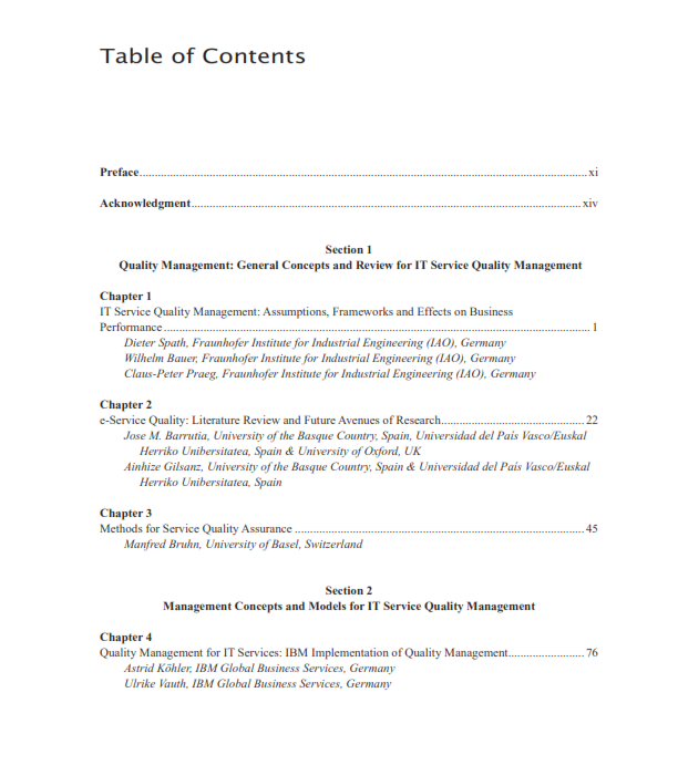 Quality Management for IT Services Perspectives on Business and Process Performance preview page 1