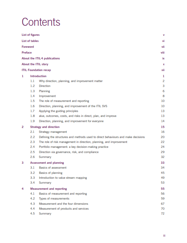 ITIL Foundation 4 Direct, Plan and Improve preview page 1