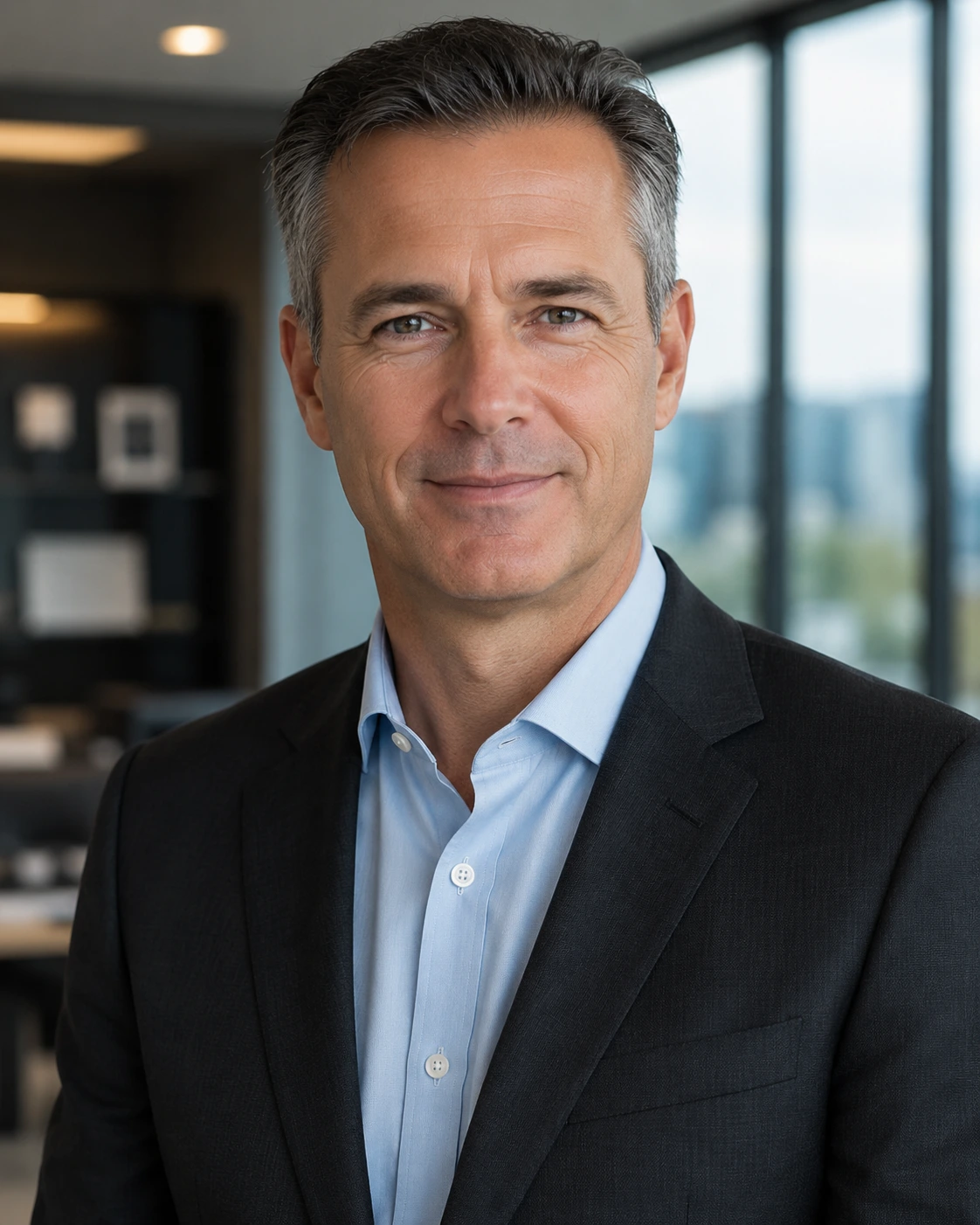 Australian cybersecurity and risk director in a premium office environment