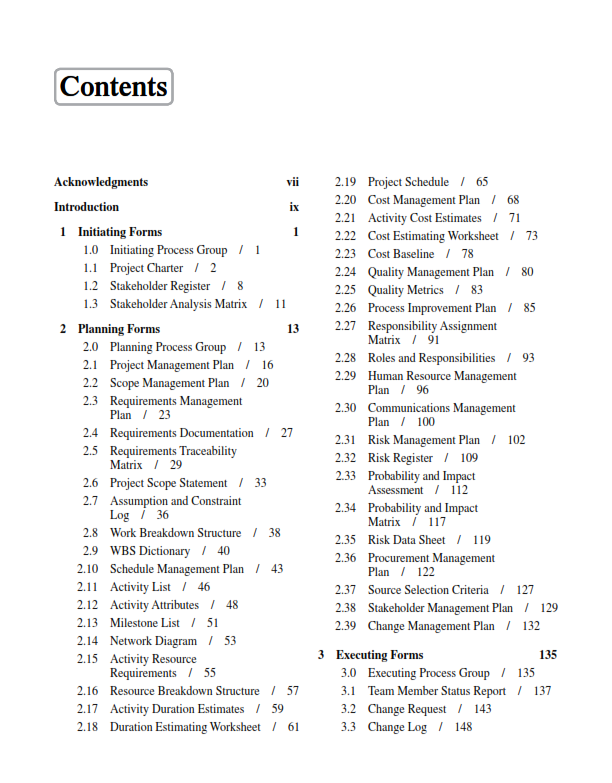 Project Manager Forms & Templates E-book preview page 1